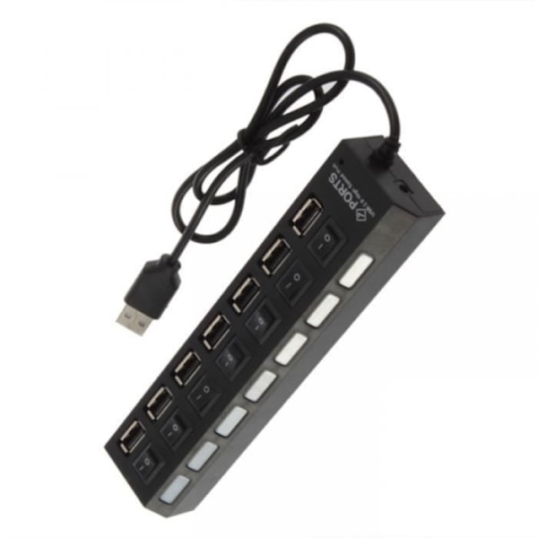 Usb 2.0 Hub Adapter 7-portars kortplats Tap Splitter Power On/Off LED-inlopp