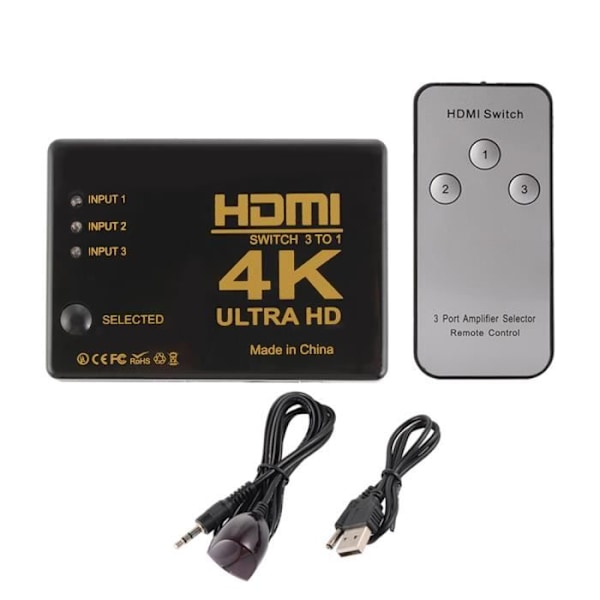 XCSOURCE Smart Ultra HD 3-ports HDMI Switcher 4K x 2K ingångar, 1 utgång 3D-kompatibel hållare för splitterfäste a