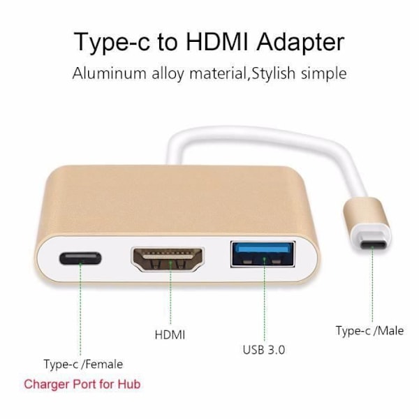 USB HDMI HUB Adapter för macbook pro GOOJODOQ USB Typ C till HDMI Hub 4K USB 3.0 med USB-C strömförsörjning Silver