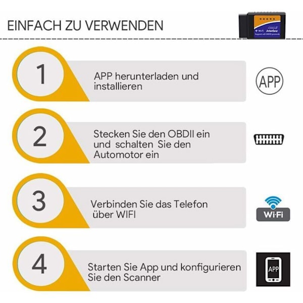 WiFi OBD2 diagnostiskt verktyg, ELM327 OBD2 bildiagnostikverktyg, OBD II diagnostisk skanner för alla fordon, co