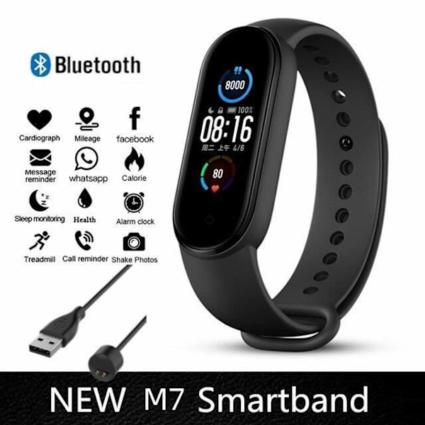 M7Magnetic Black-M7 sport smart klocka för män och kvinnor, smart armband, frekvenskort