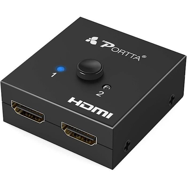 PORTTA HDMI Switch Splitter 4k 2 Port HDMI Dubbelriktad Splitter Switch 1 in 2 Out/2 In 1 Out HDCP 2.2 Ultra HD 4