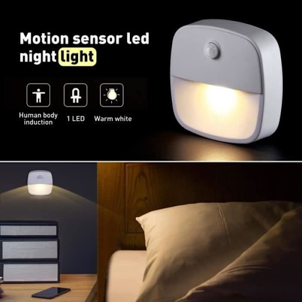 XG04561-LED Wall Night Light Rörelsesensor, Ljussensor, [Pack of 3] Inomhusbelysning för Baby Room Salo