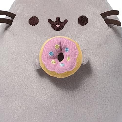 With Donut & Bonus Donut Clip -pehmolelu, harmaa kissa, 9,5\"