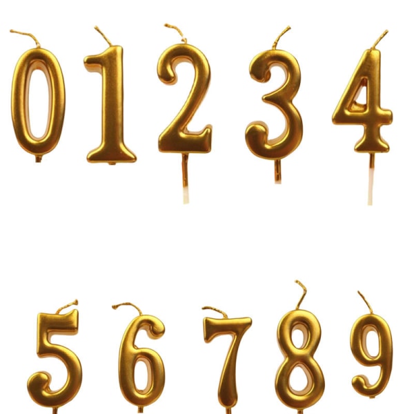 Golden Birthday Number stearinlys 0 1 2 3 4 5 6 7 8 9 Cake Cupcake Topper Del