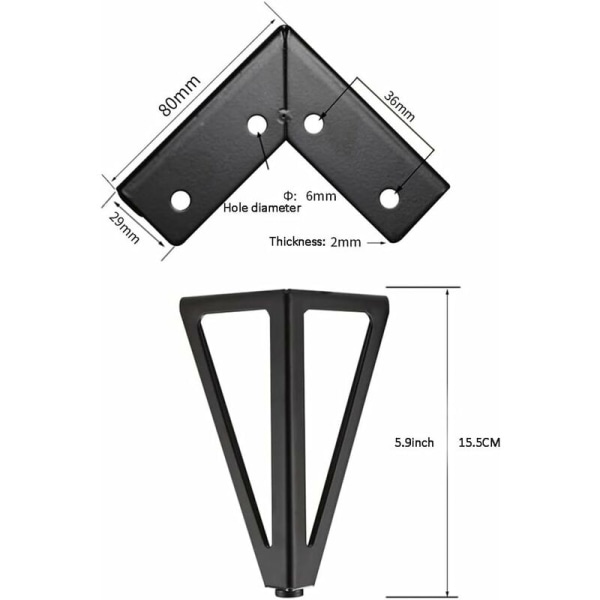 Møbelben, Møbelben, Hårnålsbordben, Sæt med 4 bordben, DIY