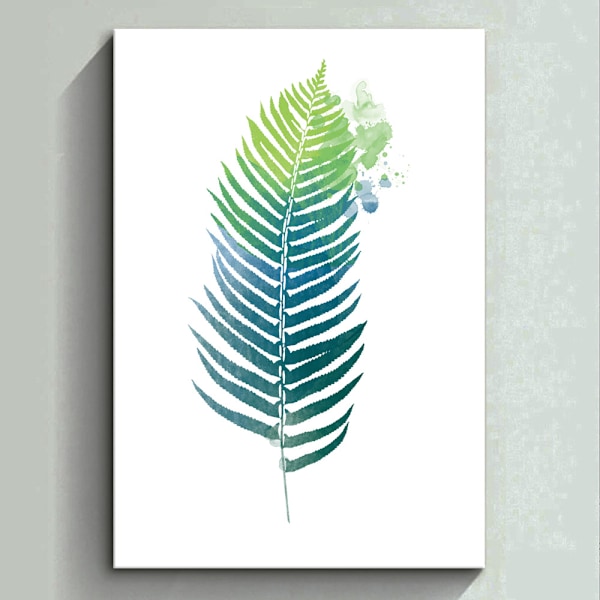 3 st, gröna blad växt canvas tryck, ingen ram, 30x40cm