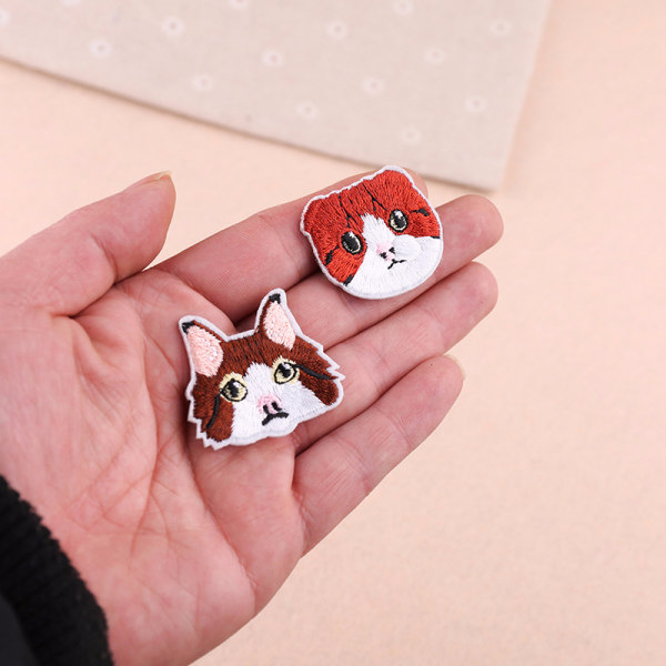 17 strygejern-på katte patches, syet dyre patches, dekorative broderede patches