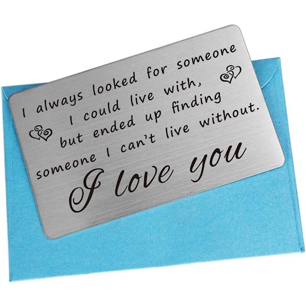 Stålplånbok Love Note Add-on, Graverade kort för män, Mini Love Notes
