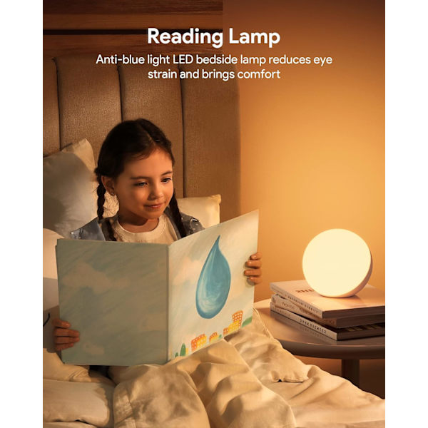 Natlampe, RGB-farveskiftende lille bordlampe til soveværelse, dæmpbare senge