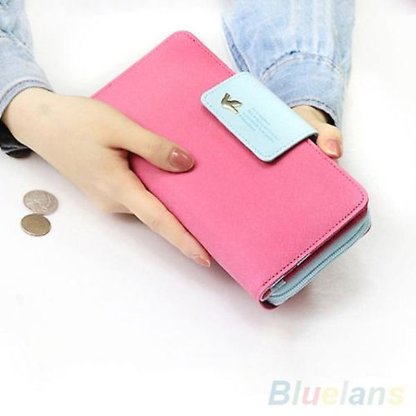 Dame Zipper Faux Læder Kort Telefonholder Clutch Pung Lang Pung Hånd
