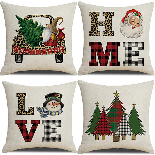 Juldesign Kuddfodral Set med Jul Kuddfodral Pack för Soffa Säng Rum Dekoration Tillbehör Polyester 45 cm X 45 cm Dekor inomhus