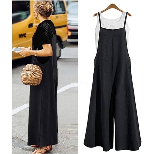 Dam Casual Loose Long Bib Pants Wide Leg Jumpsuit Loose Cotton Jumpsuit