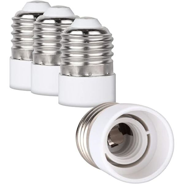 4x sokkeladapter - E27 til E14 sokkelkonverter - E14 base lampholderadapter til halogen LED-pære