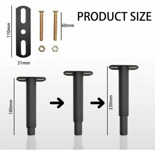 Set of 2 Adjustable Metal Retractable T Shape Bed Legs for Bed, Sofa, (18-3