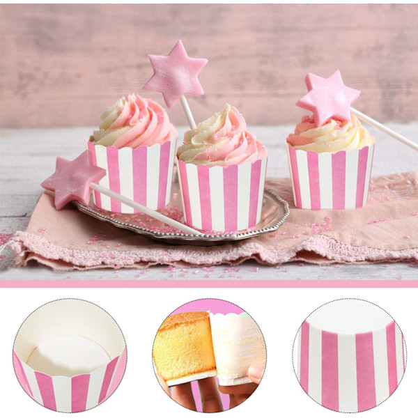 Muffinsformar i papper (50 per förpackning) (rosa)