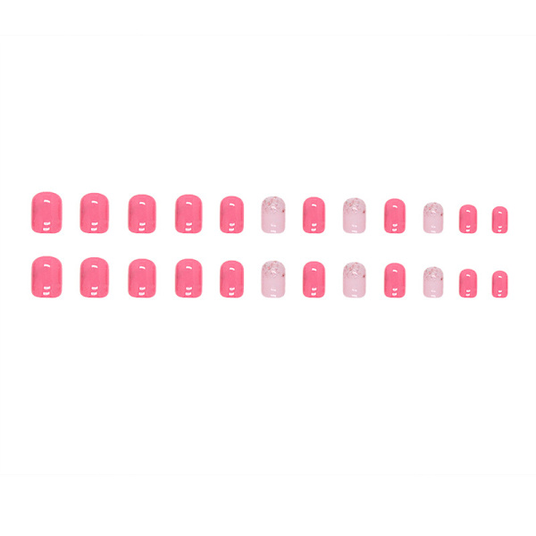 Jelly Gel Press on Nails,  Short Square 24 Pcs 12 Size Spring Sum