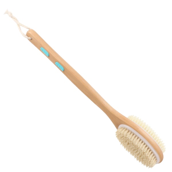 Bamboo Body Brush with Stiff and Soft Natural Bristles, Back Scrubber for S