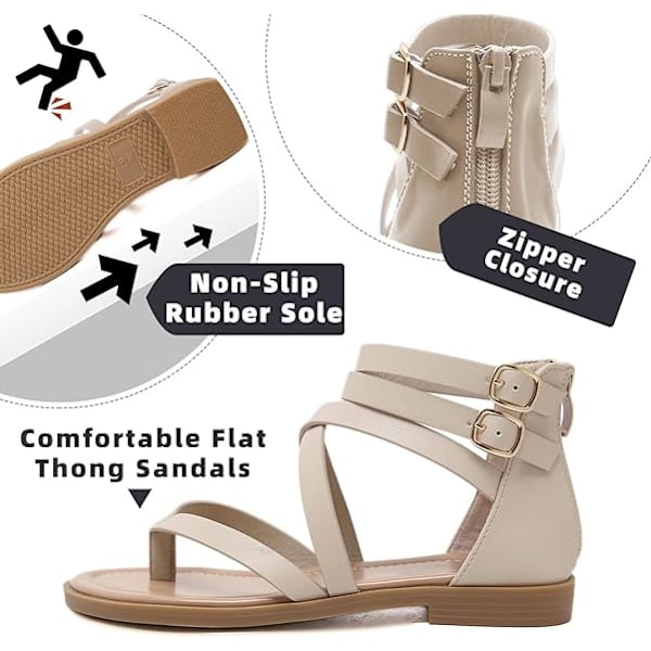 Kvinners Gladiator Sandaler Sommer Flat Thong Cross Strappy Sandaler Trendy Ro