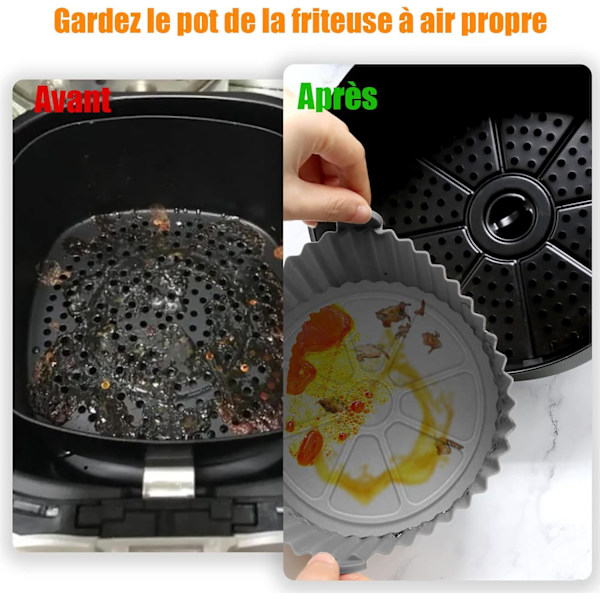 2 st Air Fryer Silikonform, 20 cm Air Fryer Korgtillbehör för Philips Ninja Foodi Max Cosori Moulinex Tefal Mikrovågsugn, Ugn