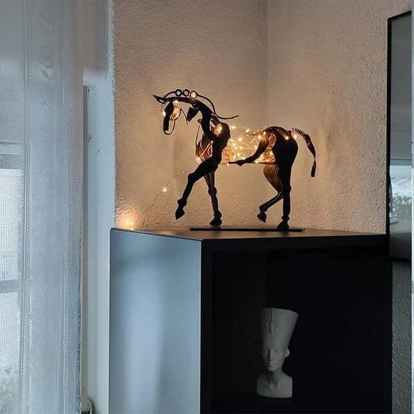 Hesteskulptur i metall, moderne, rustikk metallstatuedekorasjon