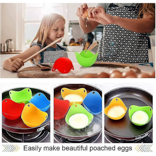 Silikon Egg Poachers 4 stykker Poached Egg Steamer Silikon Egg Poacher Biff Pods Bpa Free Poached Egg Making Set, Silikon Egg Boiler Matvare Grade