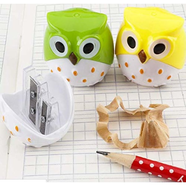 4 STK Creative Cute Owl blyantspisser Doble hull blyantspisser, rando
