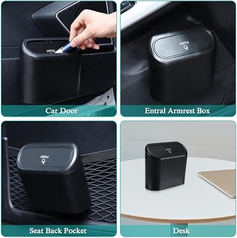 Bilens papperskorg med lock, Mini Auto Dustbin Soporganisatör  Auto