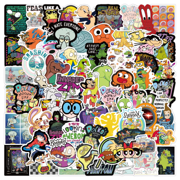 90S Cartoon Stickers 100PCS Vinyl Vattentäta Stickers för Laptop,