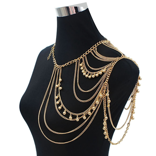 Guld Multilayered Tassel Ball Axelkedja Sele Br