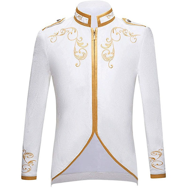 Herrarnas Court Fashion Prince Uniform Guld Broderad Kostymjacka,XXL