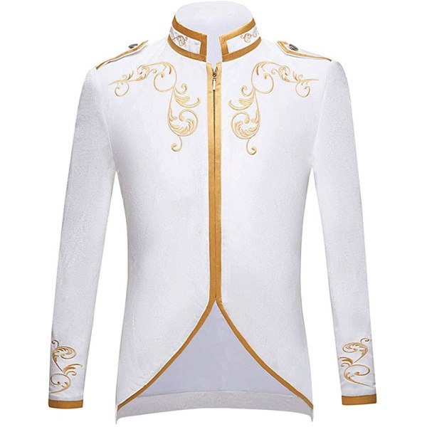 Herre Court Fashion Prince Uniform Gold broderet jakkesæt, XXL