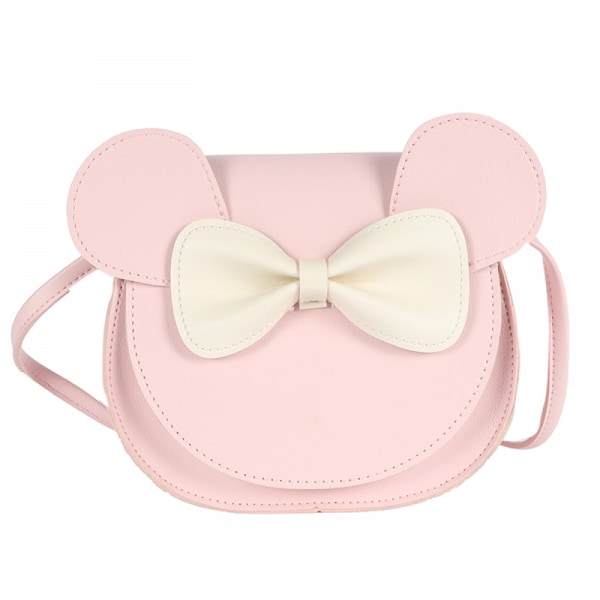 Lille Piger Børn Mini Crossbody Skuldertaske Møntpung med Søde Museører Sløjfe