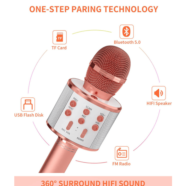 Leksaker för flickor Karaoke Mikrofon - Bärbar Trådlös Bluetooth K