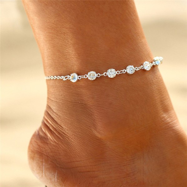 Anklet Crystal Anklet armbånd Silver Foot Chain smykker for Wom