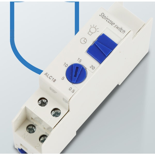 ALC18 Switch HC18A DHC18A Elektronisk Timer Trapptimer 230v Max Last 2300W DIN-skena Montering