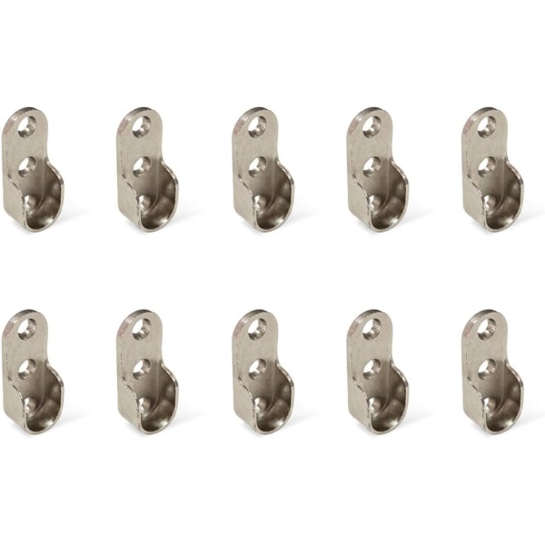 Sidesupport for oval klesskapsstang, blank krom, 10-pakning