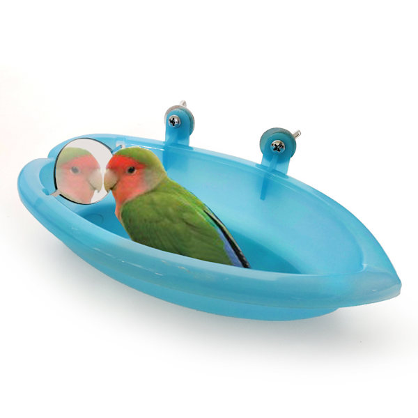 Fågelbad med spegel, hängande fågelbad för små papegojor, conures, cockatiels