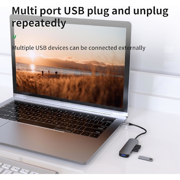 USB-C till 4X USB-A Adapter - 4-i-1 USB Splitter - USB 3.0-5Gbps Hub - USB Data Hub Kompatibel med Macbook, iPad Air/Pro, Dell XPS, Samsung och Andra