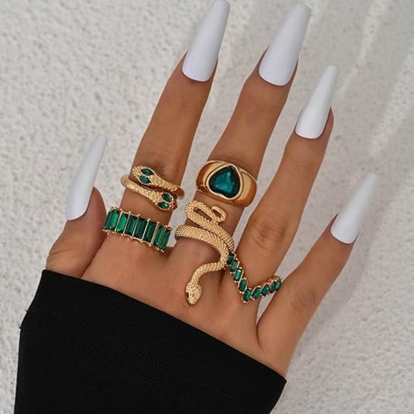 Vintage slangering knucklering statement ringer biker stabelbar ring R