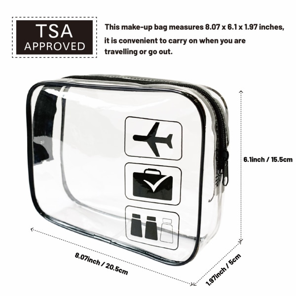 TSA Approved Toiletry Bag, 3 Pcs Clear Toiletries Bags Quart Size