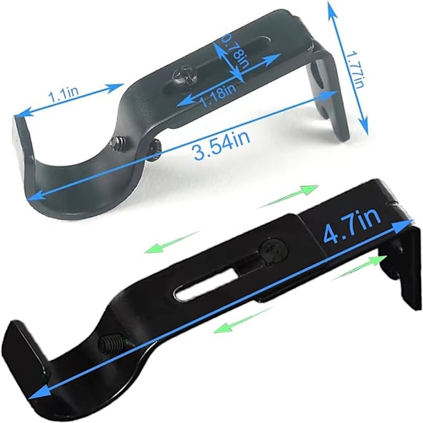 Gardinstångsfästen för justerbar, 2-pack premium stångfäste f