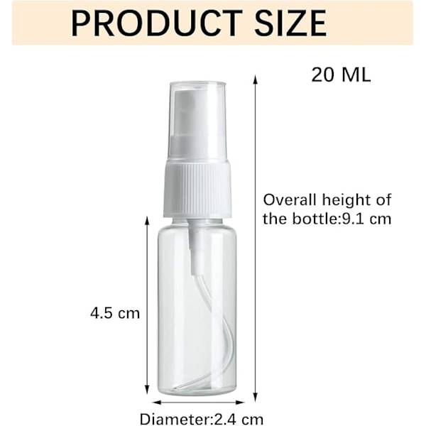 Tomma sprayflaskor, 5 stycken 20 ml sprayflaskor, transparenta tomma sprayflaskor, kosmetiska sprayflaskor, tomma sprayflaskor, tomma flaskor och spray