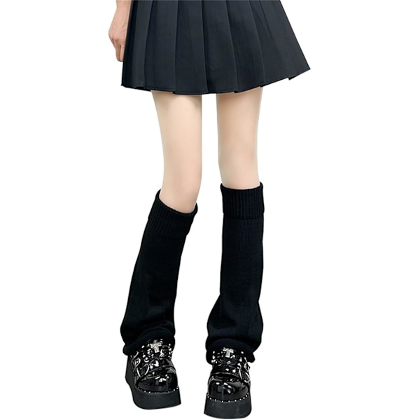 Japanska Benvärmare Kompatibla Kvinnor Flickor Kawaii 90-tals Stickade Strumpor Enfärgade Randiga Gotisk Stil