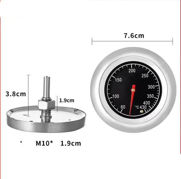 BBQ-termometer til alle grill, ryger, ryger og grillvogn, analog, tilbehør, 7,6*3,8 cm