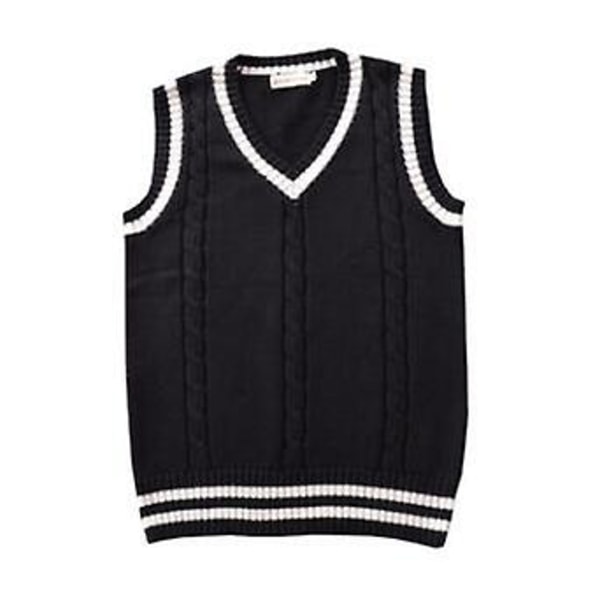 V-halsvest Ærmeløs sweater/strikket vest,sort,XXL