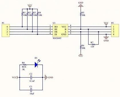 5PCS 5V MAX485/RS485 Modul TTL til RS-485 MCU Utviklingskort