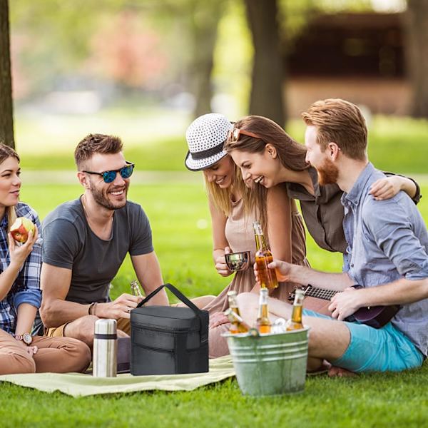 11L Isolerad Lunchväska, Liten Mjuk Isolerad Kylväska, Isolerad Lunchväska, Isolerad Väska Isolerad Lunchväska för Picknick, Grill, Resa - Svart