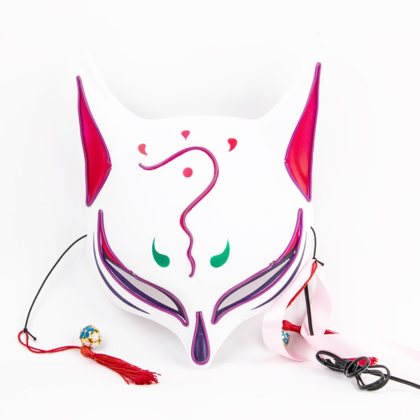 Lysende japansk neonlys rævemaske anime cosplay festmaske Fl