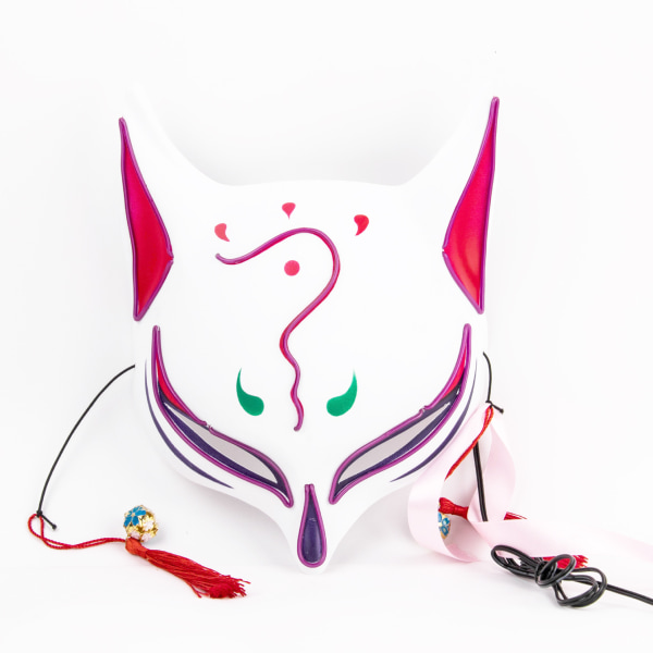 Lysende japansk neonlys revemaske Anime Cosplay Party Mask Fl